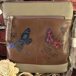 Leather Handbag with sealed butterfly transfers. Ready for any occasion.